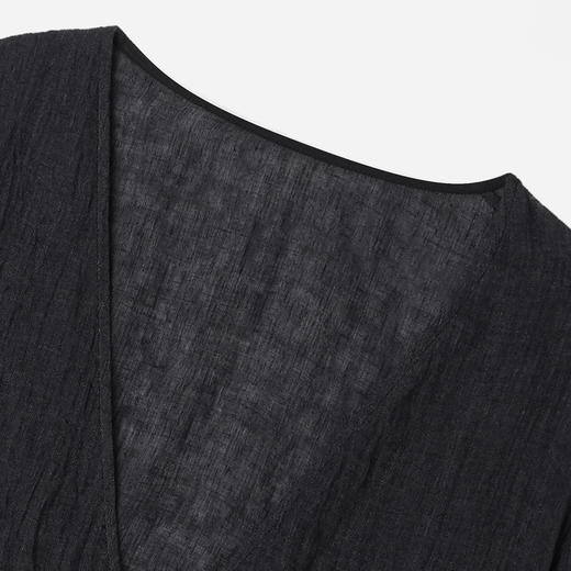 ROMI STUDIO “松弛之意” 亚麻褶皱肌理感V领大摆风衣外套421W6041 商品图1