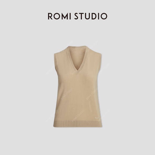 ROMI STUDIO“优雅延续”30%美丽诺羊毛细腻亲肤V领背心马甲T3519 商品图0
