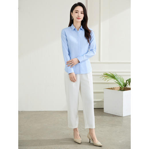 【微弹易打理】罗蒙女士长袖衬衫简约纯色职业上班商务百搭衬衣上衣女 商品图8