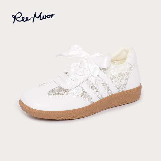 【2025春夏新款】Reemoor女鞋蕾丝德训鞋 | 镂空花纹拼接、透气不闷脚、减龄百搭 商品图6