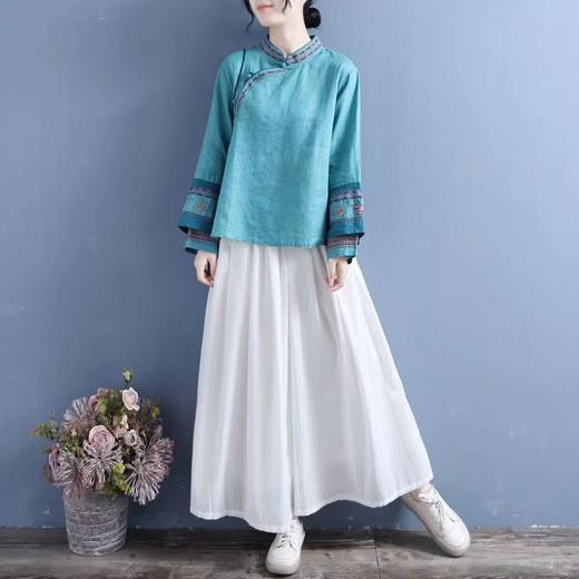 GYH 6208斜襟盘扣棉麻上衣复古衬衫 商品图3