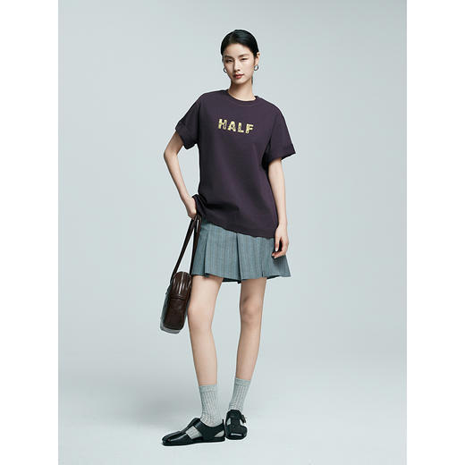 棉仓363601026-初棉斑驳乱针刺绣字母宽松版型重磅T 商品图4