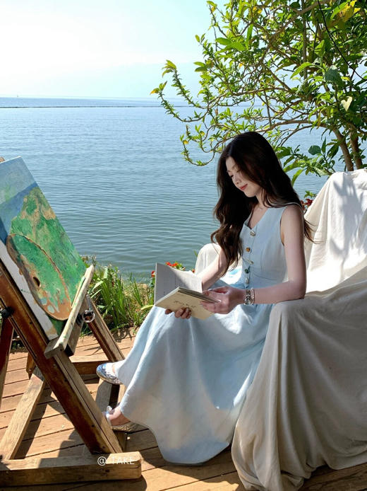 【GZ】无忧购洋气奶蓝小香感气质收腰a字连衣裙6771-5#（截单后7天发货) 商品图2