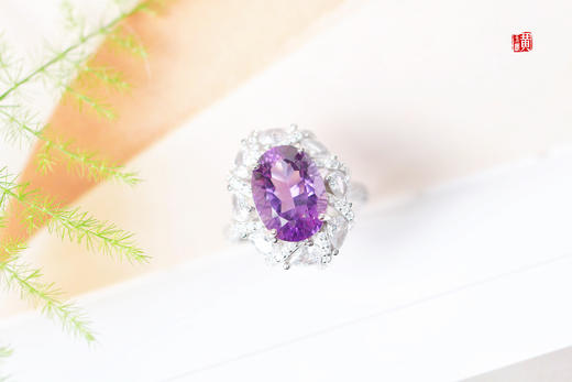 紫水晶戒指【若棠】，925银镶 商品图1