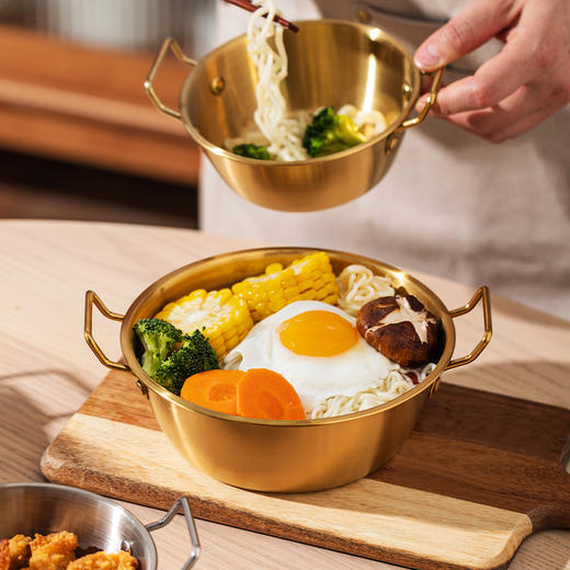 摩登主妇韩式泡面碗304不锈钢餐具火锅分食碗双耳汤碗螺蛳粉面碗 商品图0