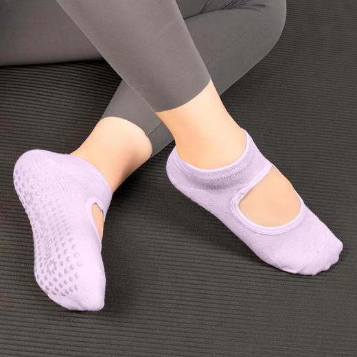 【专业防滑瑜伽袜，纯棉吸汗】瑜伽袜专业防滑 高级纯棉吸汗中长筒袜 女士室内舞蹈普拉提运动袜子-QQ 商品图8