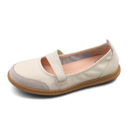 Safiya/索菲娅2025春夏牛皮圆头软底橡胶平底玛丽珍浅口单鞋 SFD1111133