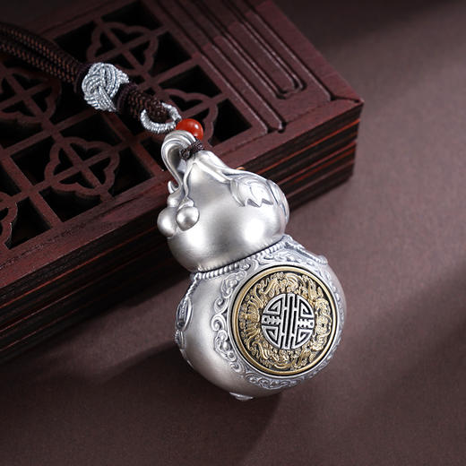 子佩集S999银【福禄满盈】手把件【SBJ842】纯银手把件可转动可打开葫芦2503 商品图1