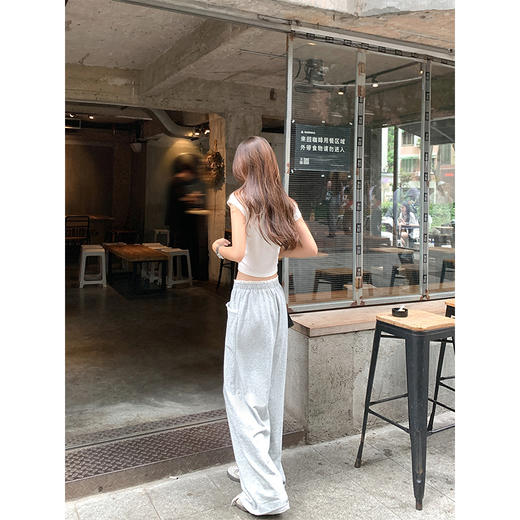 <曾小咸推荐>设计感蕾丝花边拼接休闲裤宽松垂感 商品图4