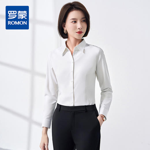 【加绒款】罗蒙女士长袖衬衫女翻领挺括有型百搭舒适女士衬衫气质 商品图11