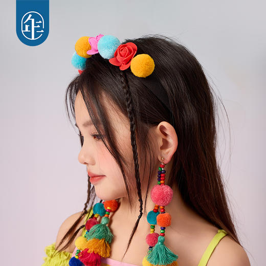 年衣2025年夏季新品发箍女童儿童民族风甜美发饰糯朵绒绒发箍 商品图4