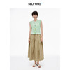 SELFWHO纯棉卡其色半身裙女2025夏新款不规则分割宽松优雅A字半裙 商品缩略图1