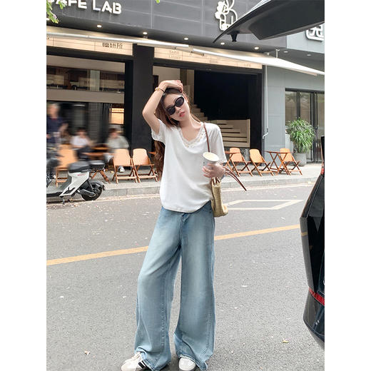 <曾小咸推荐>3.25现货秒杀！重工蕾丝拼接钉珠V领T恤 日常119.99/件 立减50 秒杀69.99/件！！ 商品图3