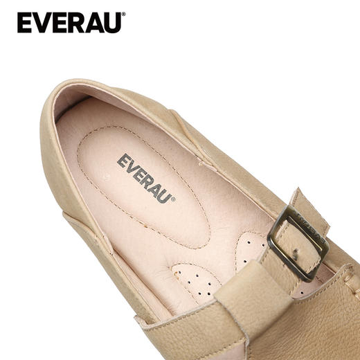 EVERAU圆润鞋头简约搭扣通勤复古单豆女鞋EA7079 商品图5