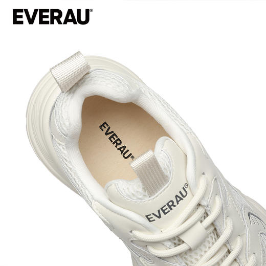 EVERAU极简主义时尚潮流黑白双色休闲牛皮网布拼接老爹鞋EA5061 商品图5