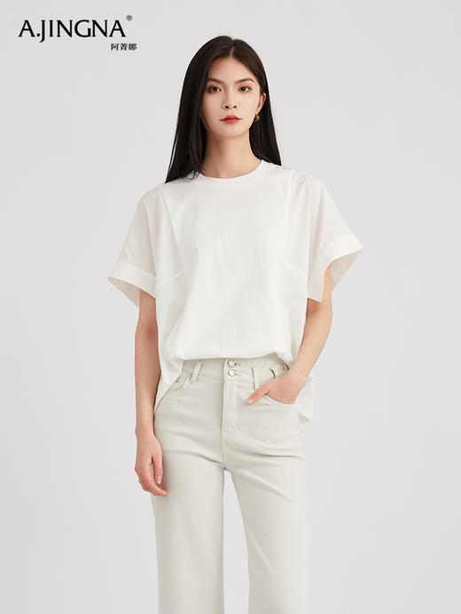 【意趣单品】阿菁娜设计感蝙蝠袖拼接结构上衣F30C302028 商品图3