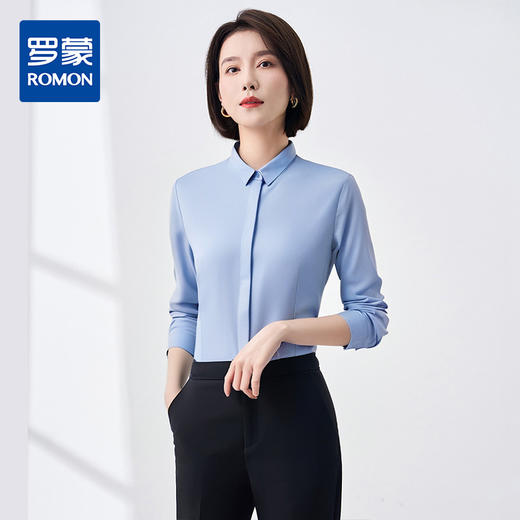 【舒适微弹 含莫代尔】罗蒙女士长袖衬衫舒适百搭简约日常衬衣女 商品图0