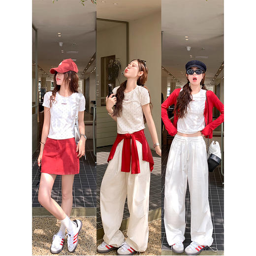 <曾小咸推荐>韩系撞色波点短袖T恤 商品图4