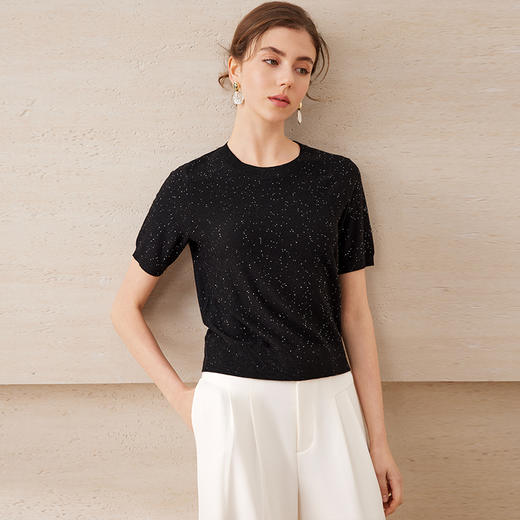 【金葱混纺短袖针织衫】EITIE爱特爱舒适柔软百搭显瘦2025夏新款B2501602 商品图10