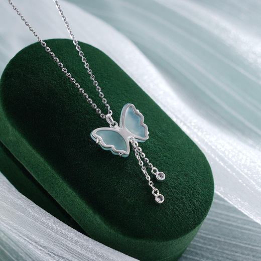 子佩集S925银【蝴蝶之夏】套链【YL-7270】纯银项链时尚翡翠蝴蝶项链2503 商品图3