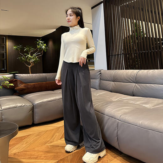 官网980！空气感高腰显瘦阔腿裤女宽松垂感软糯直筒裤子运动居家休闲裤长裤 商品图3