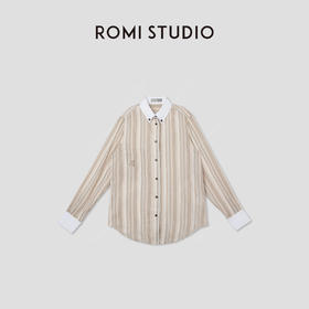 ROMI STUDIO“”极简廓版“” 宽松休闲百搭白领条纹衬衣  L231K428