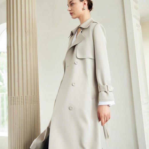 洛诗琳21308春季新款简约立体质感中长款风衣外套女361 商品图3