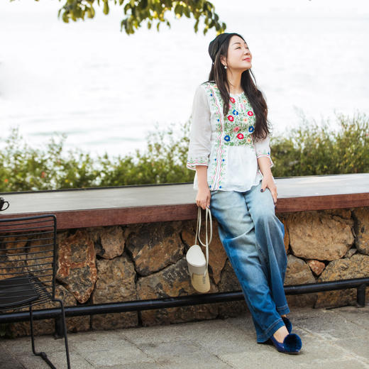 【林栖设计小店】【现货】婴儿棉衬衣墨西哥刺绣宽松显瘦2025夏季新品七分袖上衣女1952058 商品图2