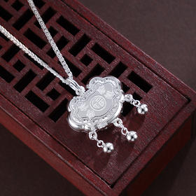 子佩集S999银【长命吉祥】套链【WS000037】纯银项链儿童长命百岁锁2503