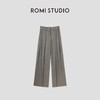 ROMI STUDIO“经典升级” 斜纹亚麻高腰透气杏仁绿阔腿西裤K3710 商品缩略图4