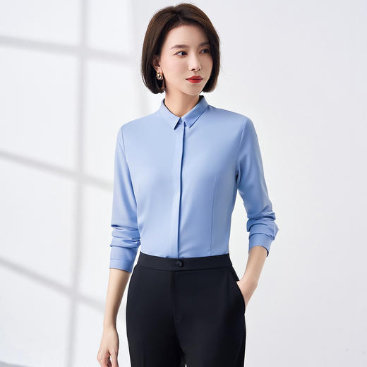 【舒适微弹 含莫代尔】罗蒙女士长袖衬衫舒适百搭简约日常衬衣女 商品图3