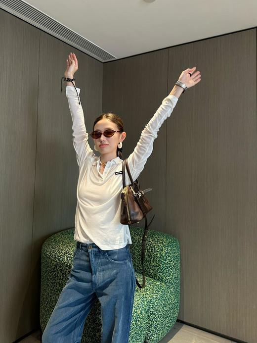 缪缪24Fw秋冬新款罗纹针织长袖polo衫（DQJ） 商品图6