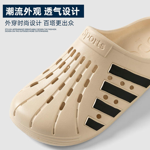 【洞洞鞋女新款EVA】网红绑带凉拖鞋 涉水沙滩镂空鞋 外穿包头半拖鞋潮  商品图3