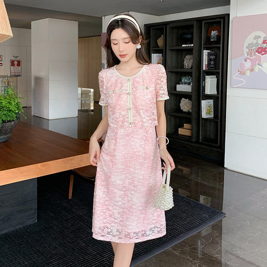 【清仓超15天不保价】奢姿大码女装2025夏季胖妹妹轻奢休闲连衣裙圆领假两件拼接裙子9952890354 商品图2