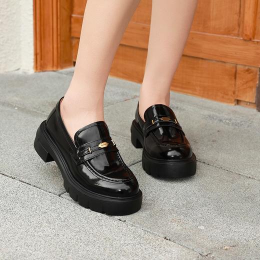 洛诗琳15842杨幂同款复古方头百搭轻巧厚底乐福鞋227101 商品图2