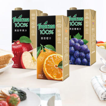 百事可乐纯果乐100%果汁1L*4盒（橙汁2+苹果汁+葡萄汁）送礼礼盒 商品图0