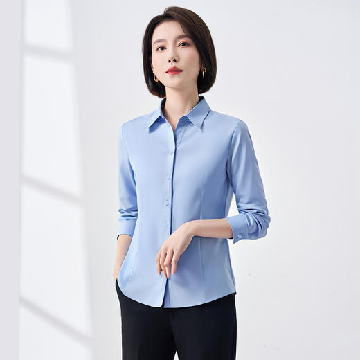 【含竹浆纤维】罗蒙女士长袖衬衫气质通勤舒适百搭简约大方衬衣女 商品图2