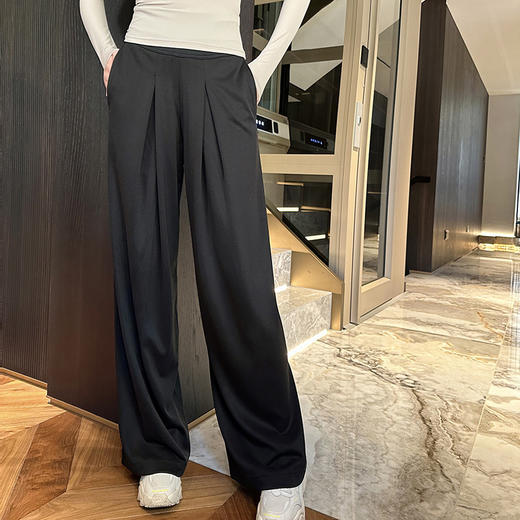 官网980！空气感高腰显瘦阔腿裤女宽松垂感软糯直筒裤子运动居家休闲裤长裤 商品图2