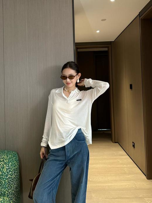 缪缪24Fw秋冬新款罗纹针织长袖polo衫（DQJ） 商品图2