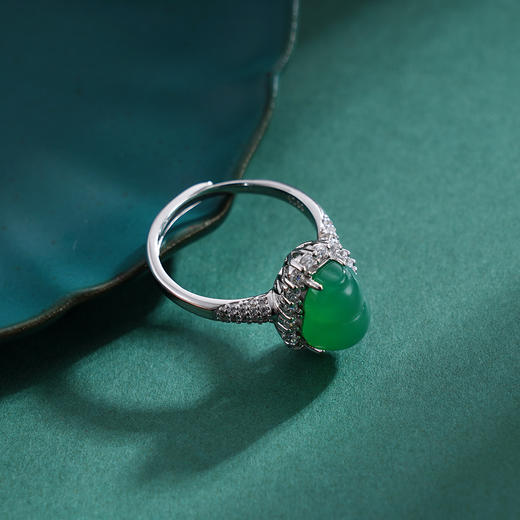 子佩集S925银【葫芦安然】戒指【JZ016144】纯银玉髓绿玉髓葫芦2503 商品图4
