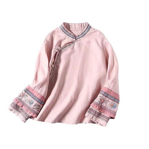 GYH 6208斜襟盘扣棉麻上衣复古衬衫 商品图4