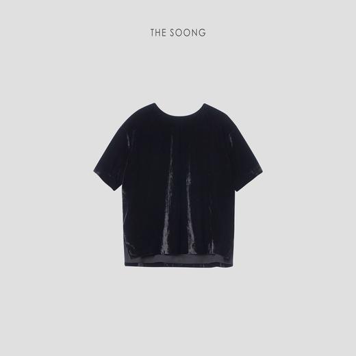 THESOONG  天生优雅系列加密真丝丝绒垫肩高级垂坠T恤KTX222349 商品图1