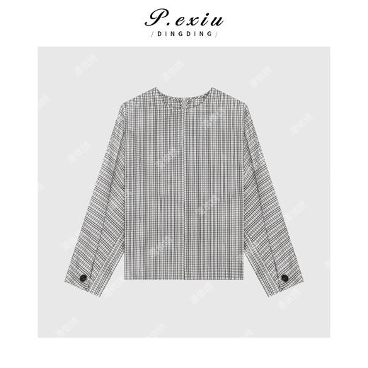 04-6潘依绣丁丁宠粉天丝小众复古色织格纹长袖衬衫 W-62818 商品图1