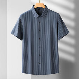【冰丝】【DDS】大依优型大码男装竖条纹短袖衬衫冰感透气加肥加大大号半袖花衬衣上衣男士