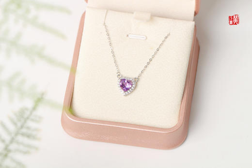 紫水晶心形吊坠，925银镶 商品图1
