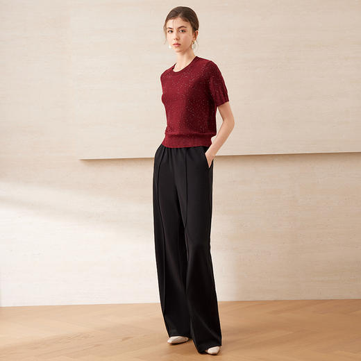 【金葱混纺短袖针织衫】EITIE爱特爱舒适柔软百搭显瘦2025夏新款B2501602 商品图6