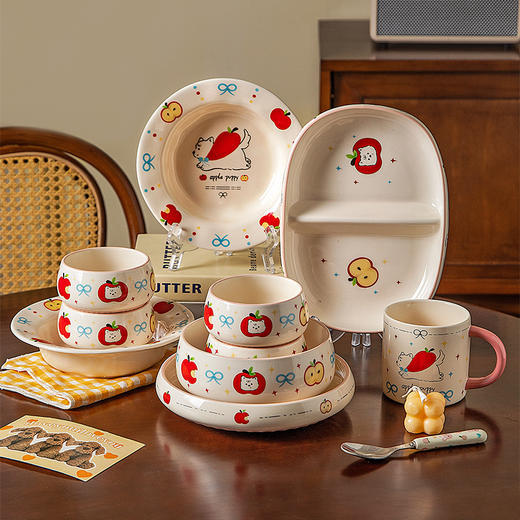 摩登主妇好看的盘子饭碗家用2025新款儿童餐具酸奶碗具早餐分格盘 商品图0