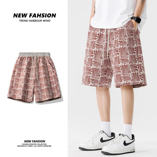 【DSL】大依优型大码花短裤五分裤大号裤子弹力透气加肥加大夏季松紧腰宽松运动沙滩裤 商品图0