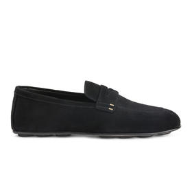 Giuseppe Zanotti 男士签名徽标绒面革莫卡辛鞋 黑色 EU50021001