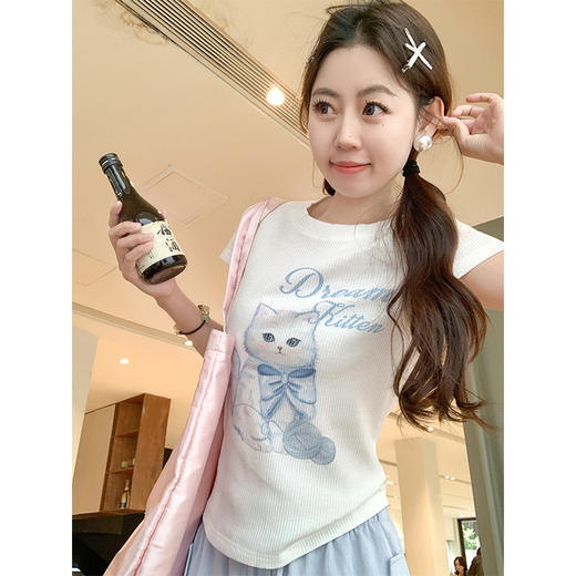 【99元任选2件】可爱猫咪印花短袖T 商品图1